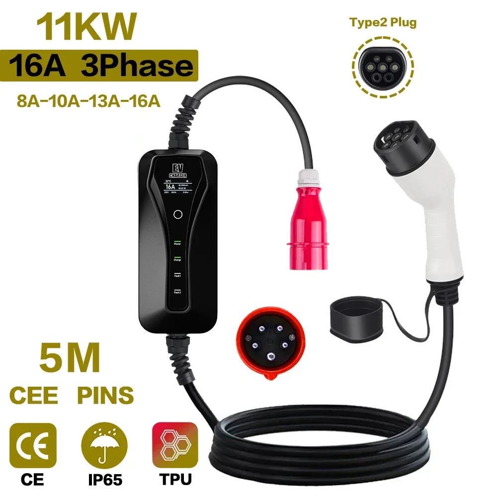 Портативное зарядное устройств – обзор и цена Type 2 Portable Ev Charger 11Kw Cee