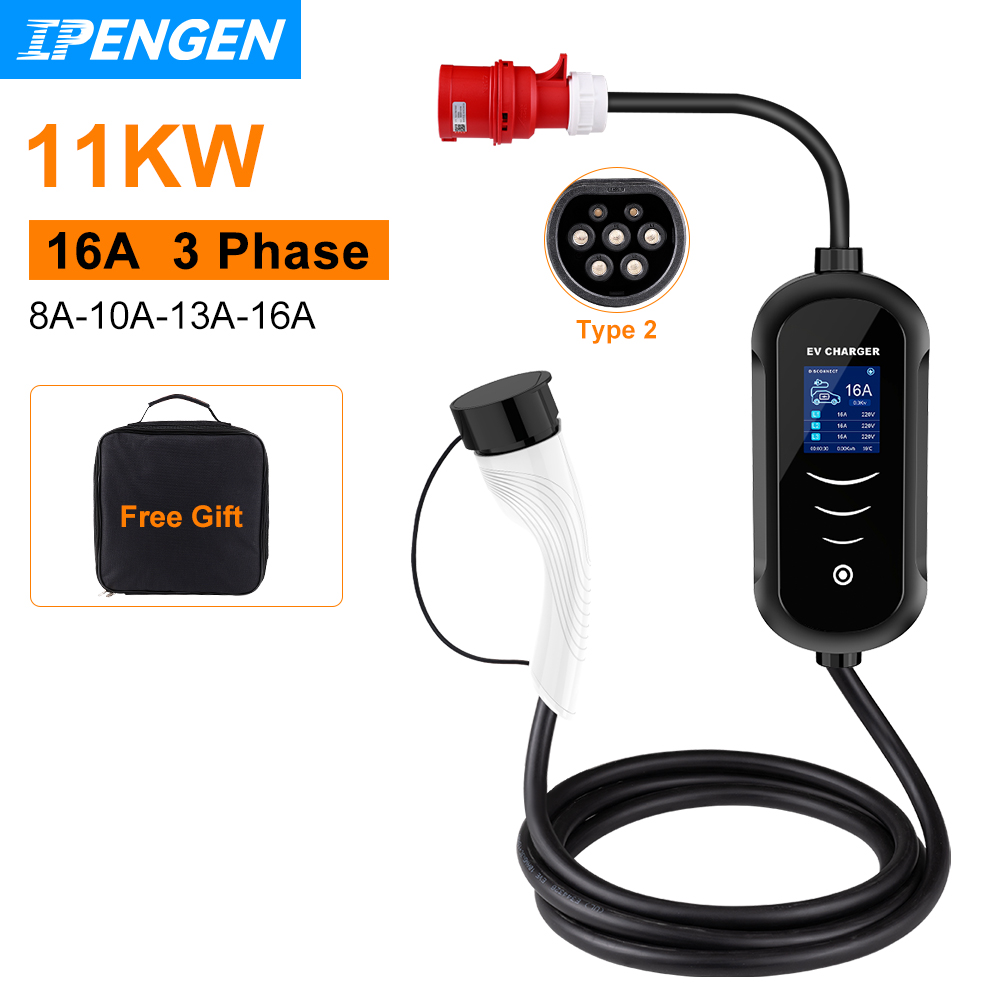 IPENGEN 11KW 16A 3-фазное порт – обзор и цена Type 2 Portable Ev Charger 11Kw Cee